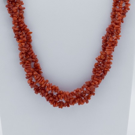 Collana coralo rosso onice nera e perle scaramazze  C 61 Cl