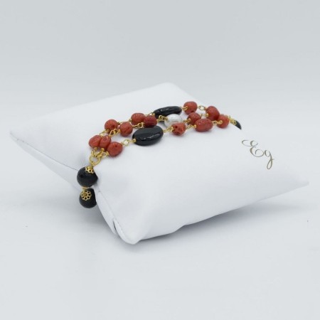 Bracciale Donna corallo rosso, onice nera e perla C 58 BR Egle Gioielli